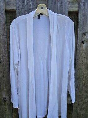 Eileen Fisher Women's Crisp White Open Cardigan Size XL